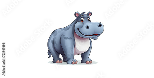 Cartoon hippo isolated on white background. Vector illustration for your design Hippopotamus. Vector illustration. Isolated on white background.