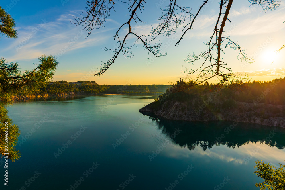 Early morning over a beautiful lake. Landscape. Summer