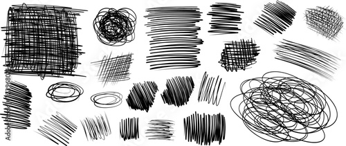 vector crosshatch strikethrough hand drawn childish doodle big set.