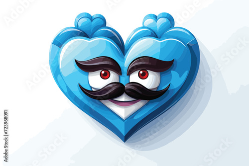 Blue heart isolated on white background. Happy Valentine's day greeting template. Vector illustration. 
