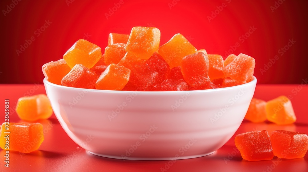 Healthy gummy red bears in white bowl UHD Wallpaper Healthy gummy red bears in white bowl UHD Wallpaper