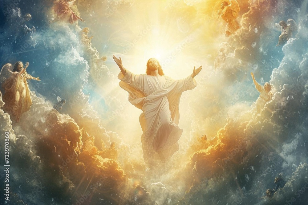 Celestial scene of the ascension of jesus A miraculous transition between worlds