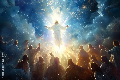 Luminous tapestry of the ascension of jesus Bridging heaven and earth photo