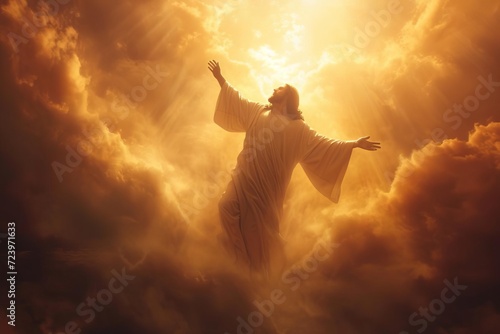 Majestic portrayal of jesus as the risen savior Shining with triumph and promise