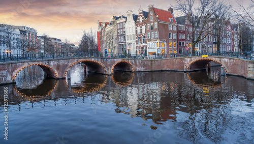 THe corner of Keizersgracht and Leidsegracht in Amsterdam  photo