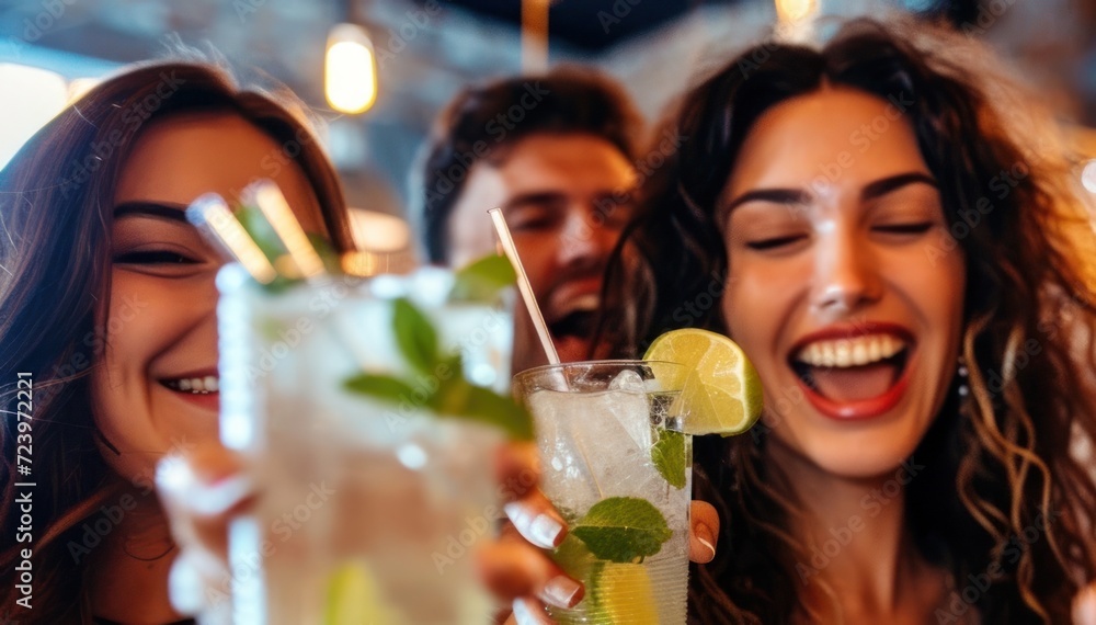 Group of Friends Celebrating and Holding Up Drinks Generative AI Group of Friends Celebrating and Holding Up Drinks Generative AI