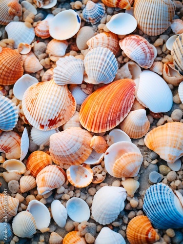 Colorful seashells pattern background.