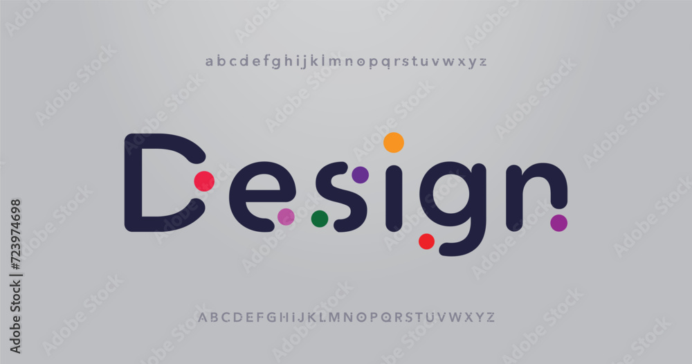 Design Modern abstract digital alphabet font. Minimal technology typography.