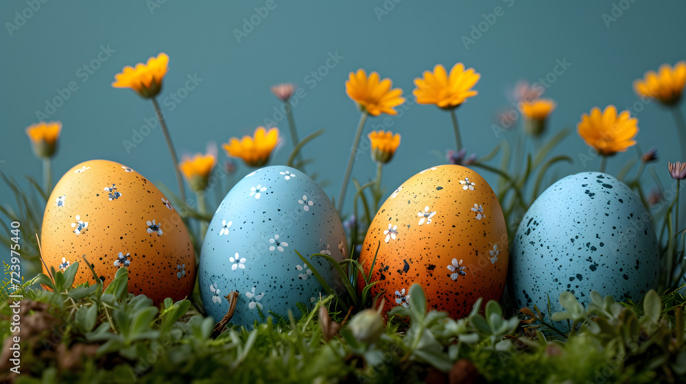 Group of Eggs on Lush Green Field Group of Eggs on Lush Green Field