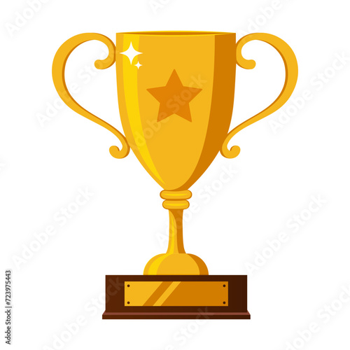 Golden trophy of the winner. Symbol of victory. Thanksgiving holiday. Vector.