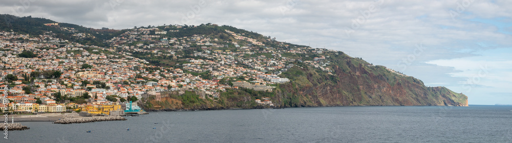Coastal views of Funchal, the beautiful capital city of Atlantic the island of Madeira, Portugal