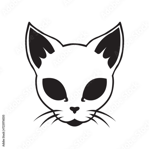 black and white cat vector logo