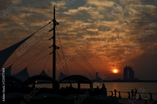 Sunset over the sea in Abu Dhabi