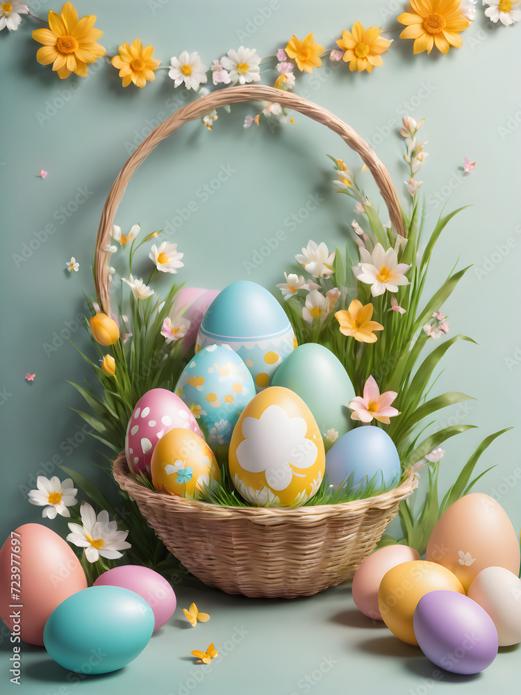 easter eggs in a basket