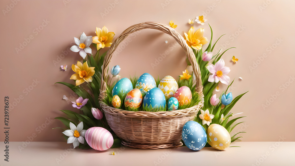 easter eggs in a basket easter eggs in a basket