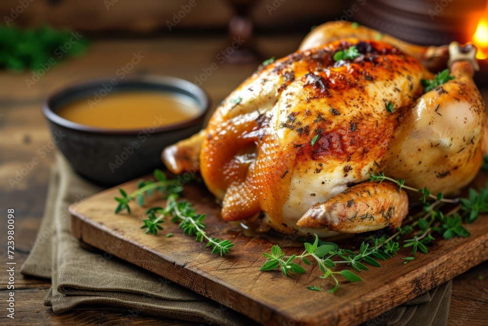 Roasted chicken with herbs and gravy Roasted chicken with herbs and gravy