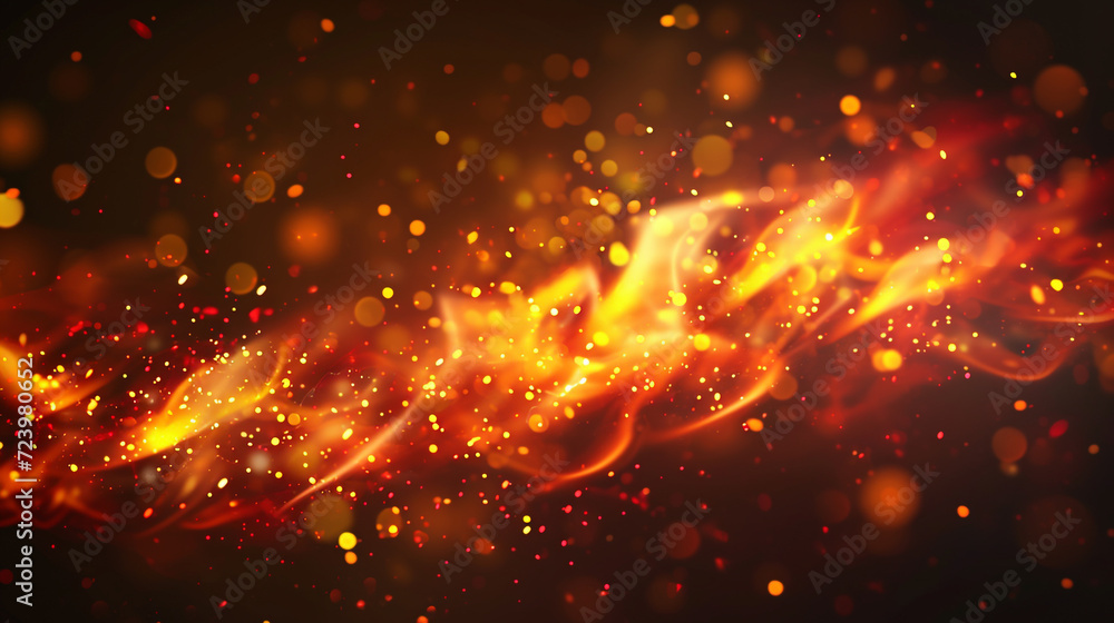 Fire spark background, red and yellow fires. Bokeh background.  