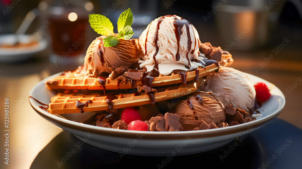 two scoops of ice cream on a cone (Generative AI)