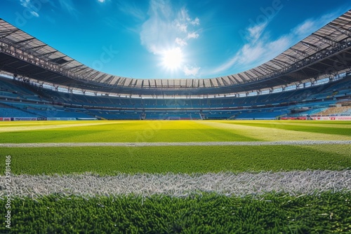 Captivating Image Showcasing The Vibrant, Green Field Of Soccer Stadium