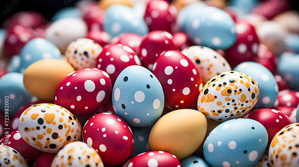 colorful Easter eggs with dots (Generative AI)