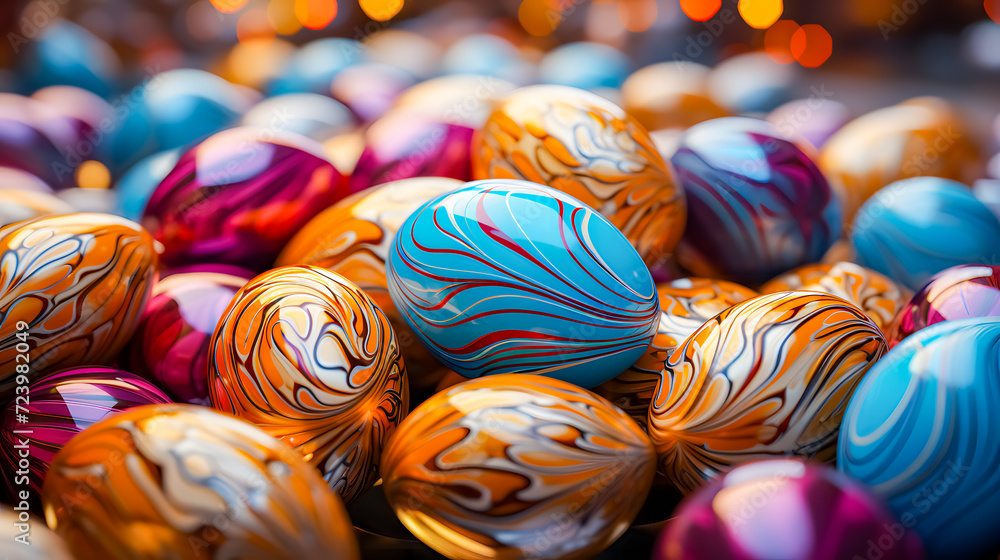 Easter eggs with a unique pattern (Generative AI)