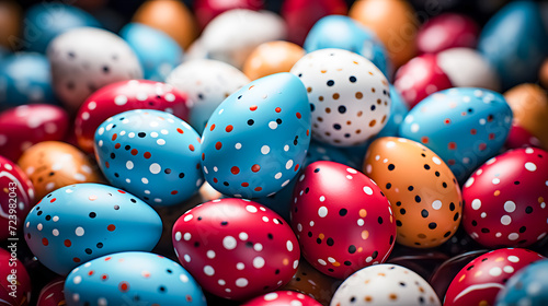 Obraz na płótnie colorful Easter eggs with dots (Generative AI) w salonie