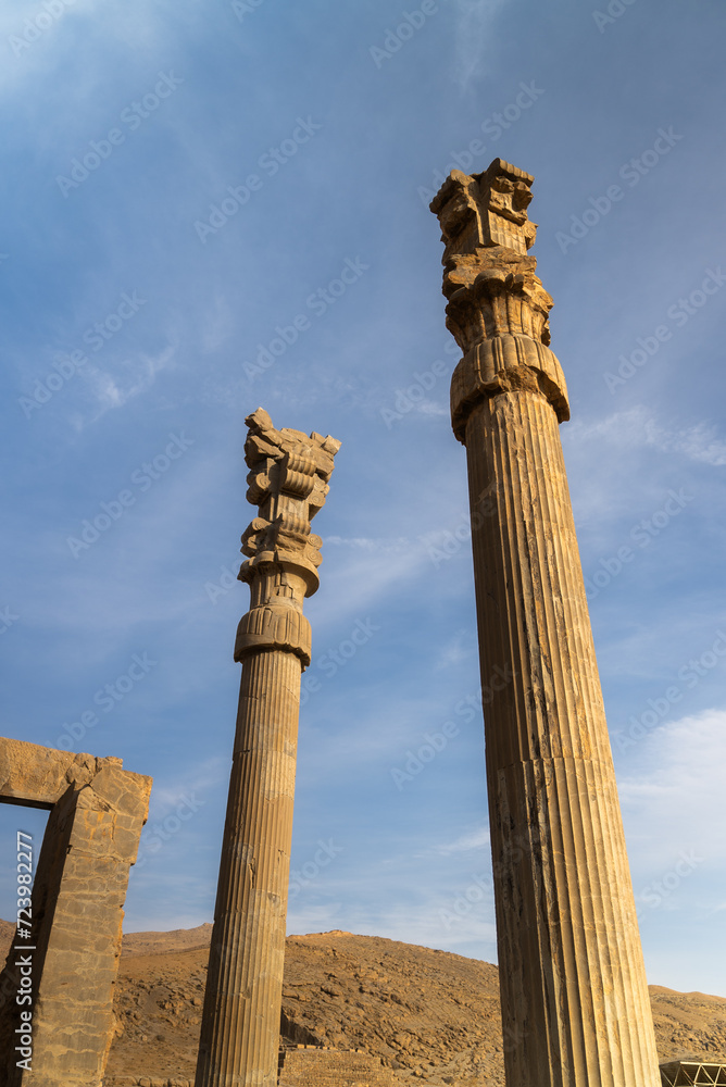 Ruin of ancient city Persepolis Iran. Persepolis is a capital of the Achaemenid Empire. UNESCO declared Persepolis a World Heritage Site. Ruin of ancient city Persepolis Iran. Persepolis is a capital of the Achaemenid Empire. UNESCO declared Persepolis a World Heritage Site.