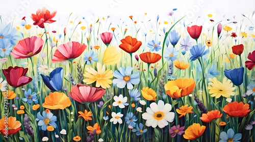 Colorful blooming flowers background © feeng