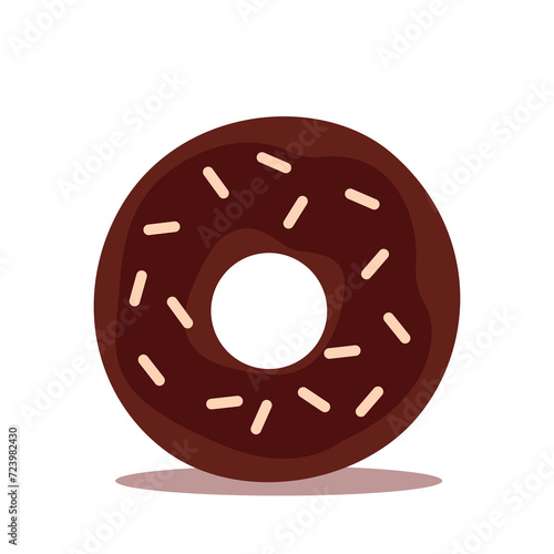 chocolate donut with sprinkles on a white background