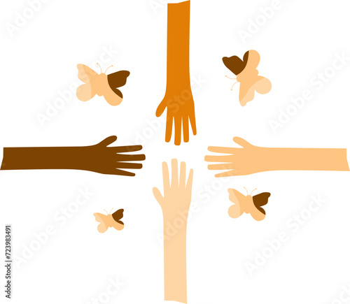 World Zero Discrimination Day is March 1st to create justice, with a theme of butterflies and hands suitable for posters