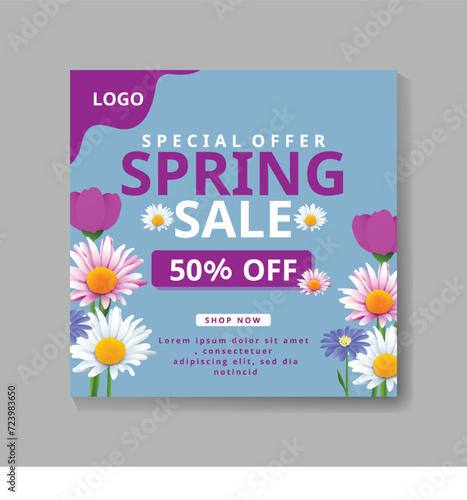 Template design banner for spring season sale.