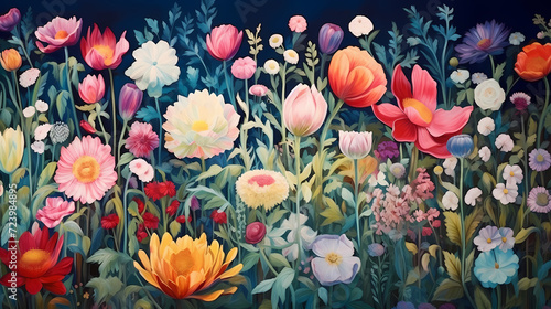 Colorful flowers background, spring season concept © feeng
