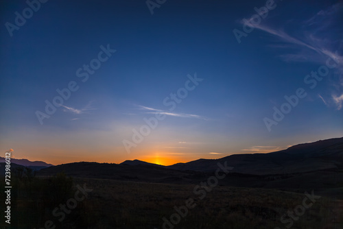 Sunrise over the mountains in the Altai Republic