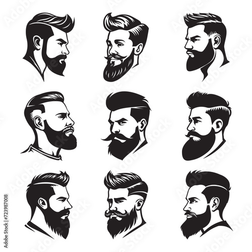 Set of logos for a hairdressing salon, Stylish barber shop logos