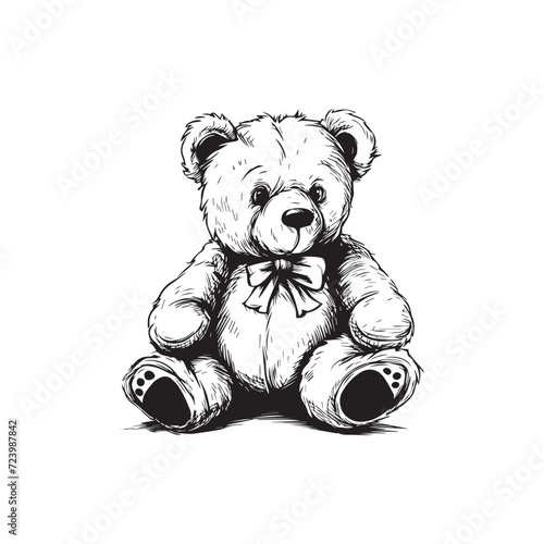 Drawing Teddy bear isolated on a white background