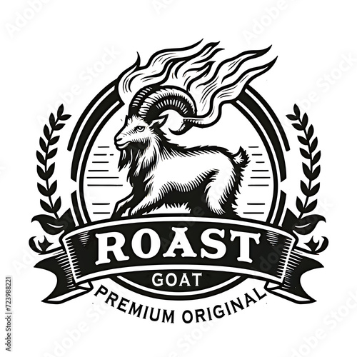 illustration design logo vintage roast goat