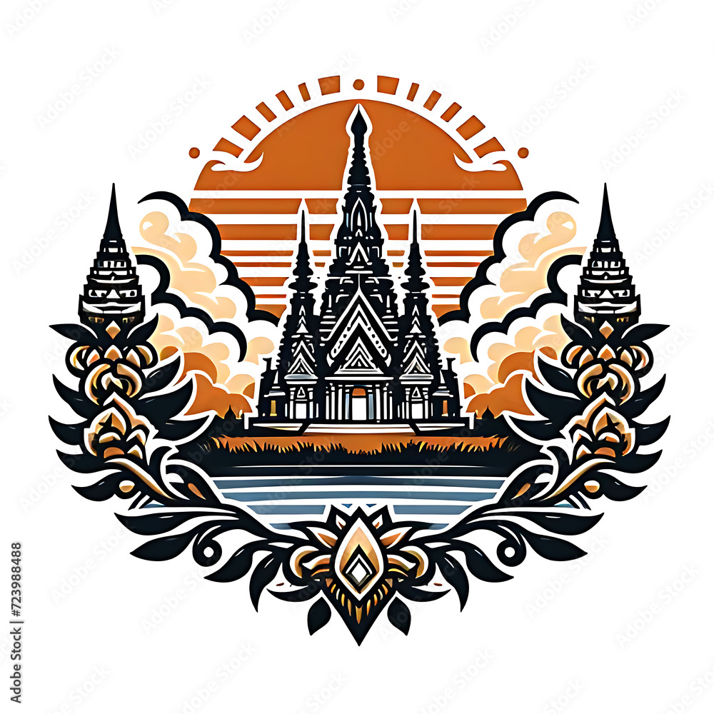 illustration  design logo temple