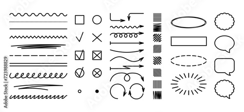 Set of hand drawn vector scribbles elements