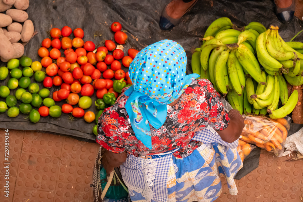 The lively market of the city of Assomada (Somada), Santiago Island, Cape Verde (Cabo Verde)