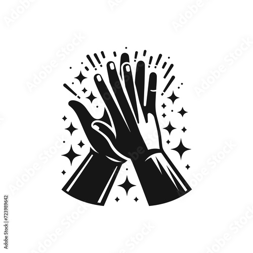 Hands celebrating with a high 5 icon photo