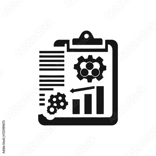 Magnifying glass analyzing data icon, graph analysis business icon vector