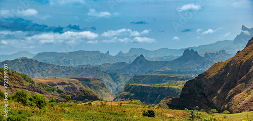 Stunning rock formations quaint villages in the highlands of the island of  Santiago, Cape Verde (Cabo Verde) photo