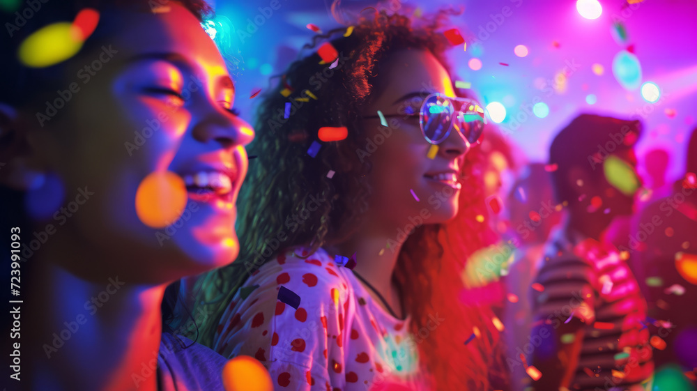 The company is relaxing at a party in a nightclub. The company is relaxing at a party in a nightclub.