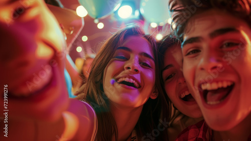 A group of teenage friends in a nightclub.