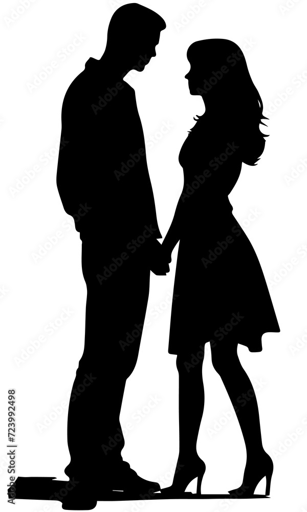 Couple Silhouette, Valentine's day romantic couple silhouette, generative ai.