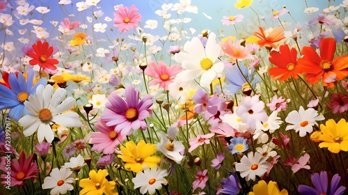 Colorful flowers background  spring season concept