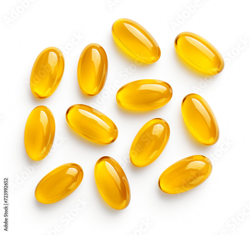 Fish oil capsules on white background. Omega 3 fish oil capsules. oil supplement capsules isolated on white background. vitamin, photo