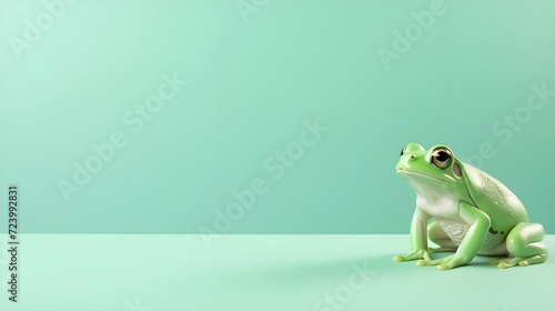 Green frog on a pastle background