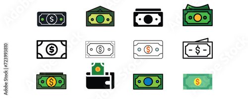 Money icon set. Vector graphic illustration. Suitable for website design, logo, app, template, and ui