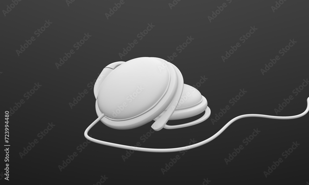 Gray headphones on dark background. 3d rendering, 3d illustration. Gray headphones on dark background. 3d rendering, 3d illustration.